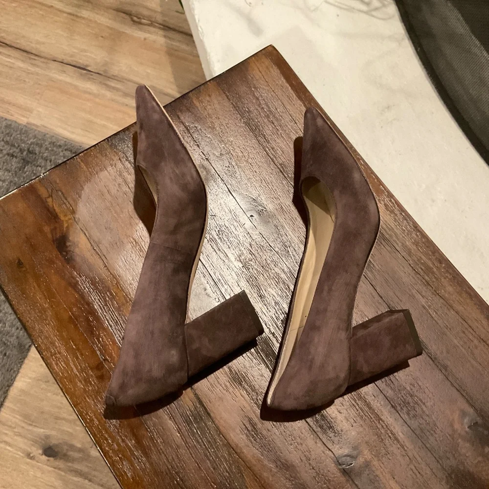Marc Fisher Brown Suede Block Heel Pumps